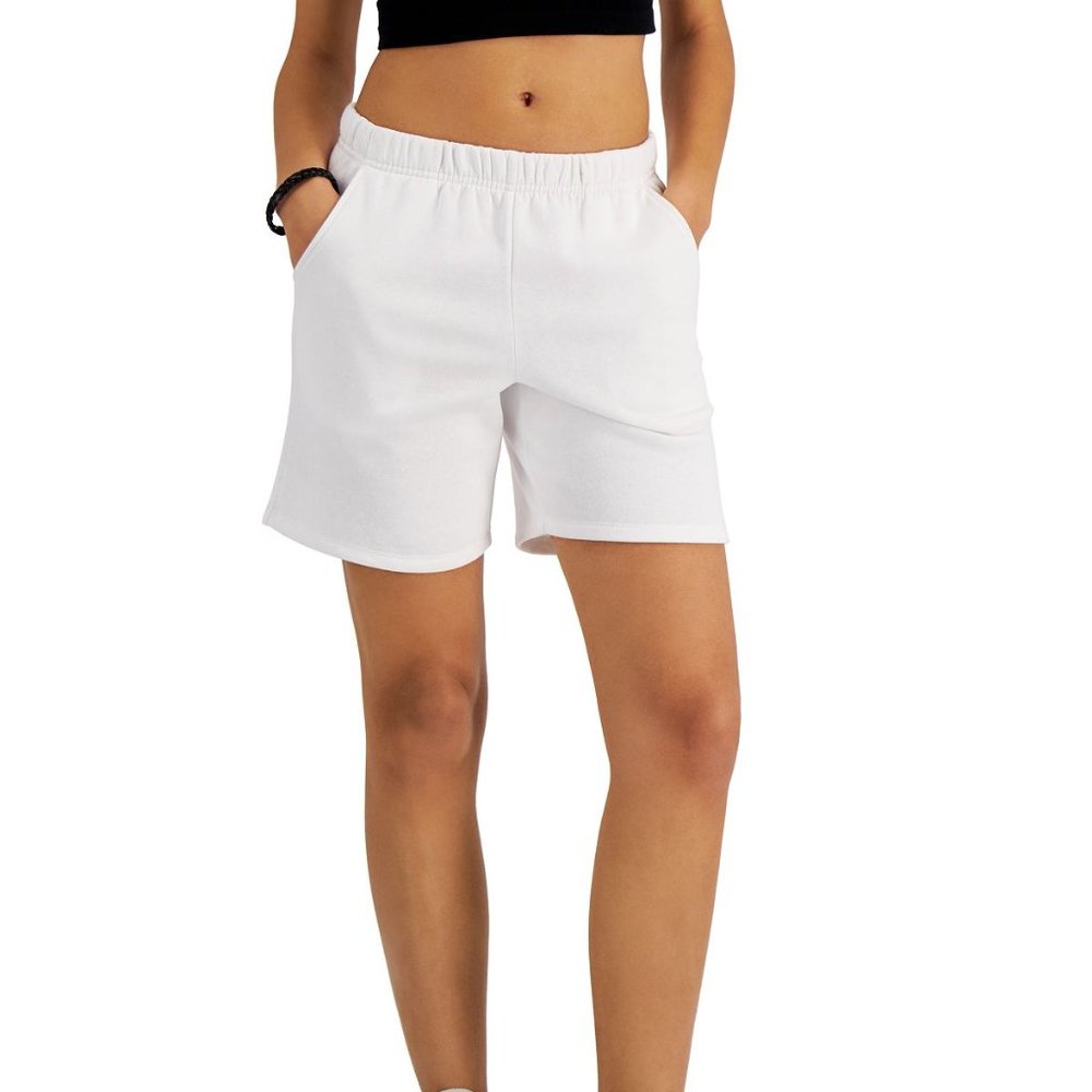 Hippie Rose Women's Juniors' Boyfriend Sweat Shorts White M B4HP